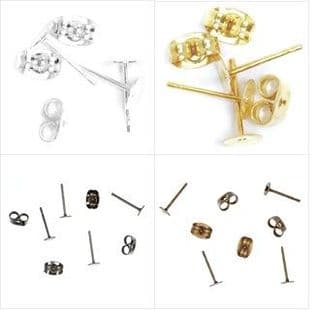 253\ Ear Posts: Flat Stud & Scroll: 5 Packs of 4 - Full Colour Range