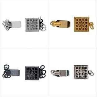 316\ Necklace Clasp: Square: Plated: 5 Packs of 1 - Full Colour Range