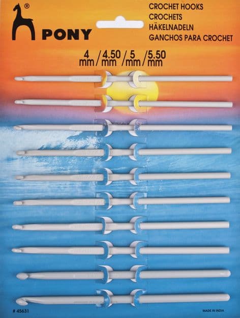 45631 Aluminium Crochet Hooks: 10 Asstd Sizes: 4.00 - 5.50mm