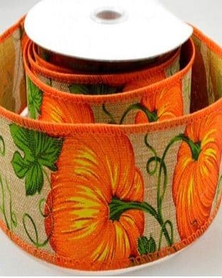 46305 38mm Wired Pumpkin Ribbon x 10 Metre Rolls!