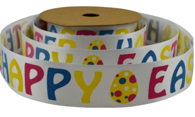 55047 - 25mm Happy Easter Ribbon x 10 Metre