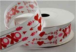 55138 - 22mm White grosgrain ribbon printed