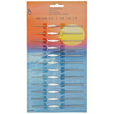 58699 Steel Crochet Hooks: Assorted Sizes 0.6 - 1.75mm