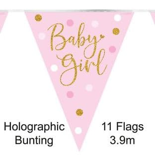 632509 Party Bunting Sparkling Baby Girl Dots Holographic