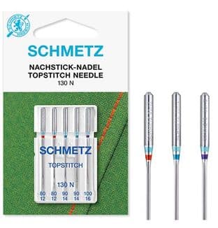 700857 Sewing Machine Needles: Top-stitch: Assorted: 80(12)-100(16): 5 Pieces