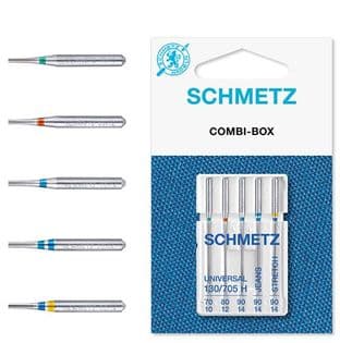 704417 Sewing Machine Needles: Combi Basic: Assorted: Universal Denim And Stretch: 5 Pieces
