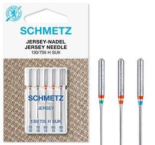 707387 Sewing Machine Needles: Jersey: Assorted: 70(10)-90(14): 5 Pieces