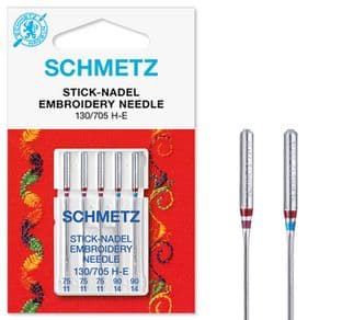 712157 Sewing Machine Needles: Embroidery: Assorted: 75(11)-90(14): 5 Pieces