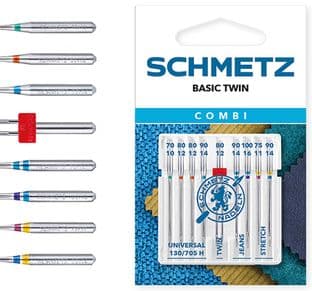 717707 Sewing Machine Needles: Combi Twin: Assorted: Universal Denim And Stretch: 9 Pieces