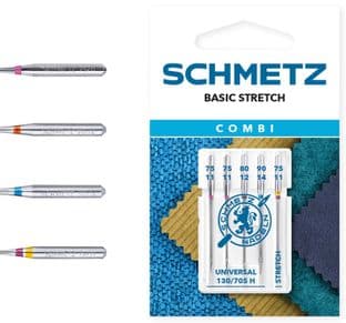 717717 Sewing Machine Needles: Combi Basic Stretch: Assorted: Universal Denim And Stretch: 5 Pieces