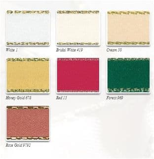 7696 15mm Gold Edge Satin Ribbon - 20m