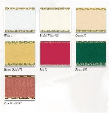 7696 25mm Gold Edge Satin Ribbon - 20m