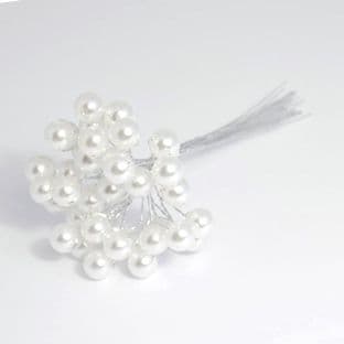 B1443WH\SL Pearls: 10mm: 3 Stem: Pack of 12: White/Silver