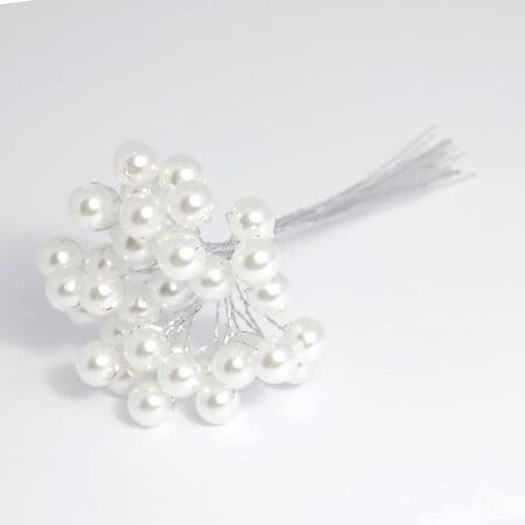 B1443WH\SL Pearls: 10mm: 3 Stem: Pack of 12: White/Silver