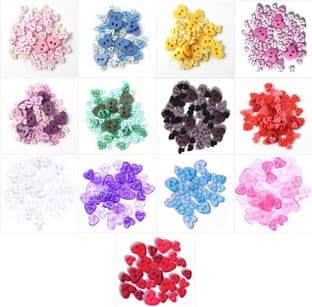 B6166 Mini Craft Buttons: Hearts: - Full Colour Range
