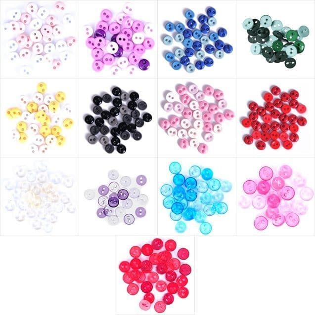 B6211 Mini Craft Buttons Round - Full Colour Range