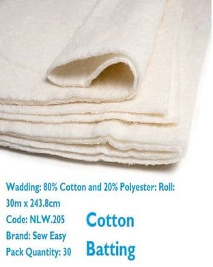 Batting Wadding: 80% Cotton and 20% Polyester NLW.205