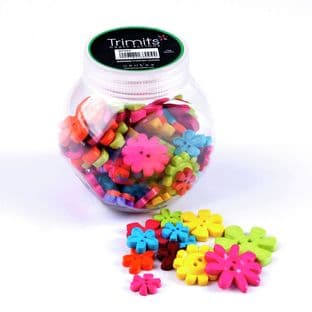 BP004 Jar of Craft Buttons: Flowers: Pack of 3