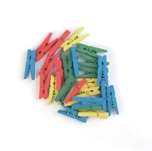 CF167 Clothes Pegs: Wooden: Coloured