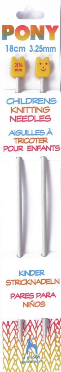 Childrens Knitting Pins: Single Ended: Aluminium: 18cm - Choice of Sizes.
