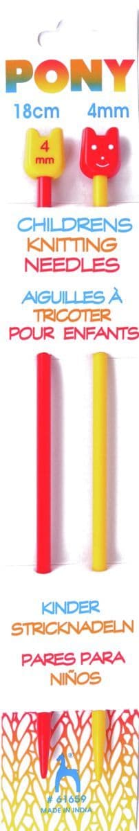 Childrens Knitting Pins: Single Ended: Plastic: 18cm - Choice of Sizes.