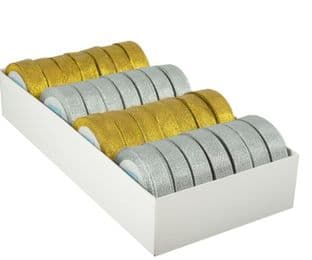 Craft Ribbon Gold and Silver: 10m x 20mm: 28 Spools