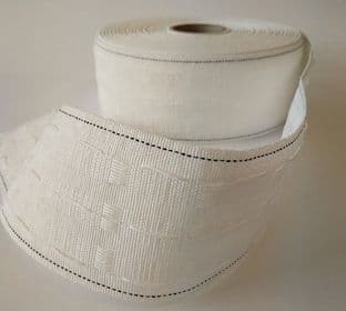 E00027 75mm/3" Curtain Tape - White - 50m