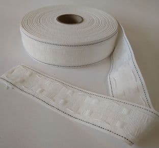 E00042 50mm/2" Curtain Tape - White - 50m