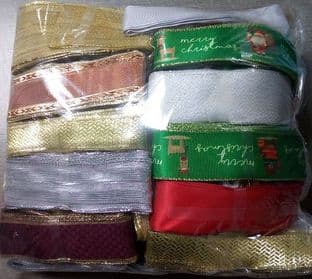 E00183 ASST XMAS RIBBON X100 3M