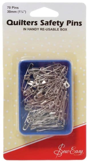 ER304 Safety Pins: Quilters, Open-Plated: 30mm - Sew Easy