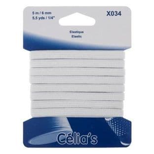 Flat Braid Elastic: White: 5m x 16mm