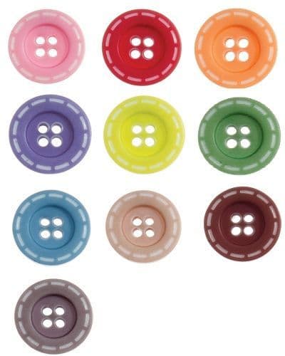 G437928 Stitched Design Button - 28 lignes/18mm - Choice of Colour