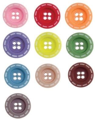 G437928 Stitched Design Button - 28 lignes/18mm - Choice of Colour