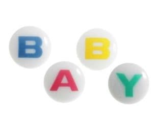 G438222 BABY Letter Buttons - 22 lignes/14mm - Choice of Colour and Letter
