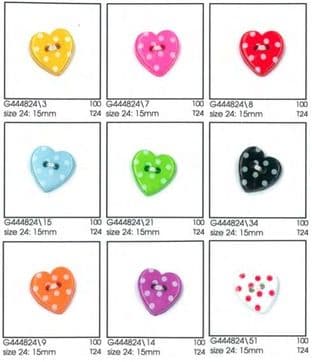 G444824\34: Dotty Button: Heart: 24 lignes/15mm