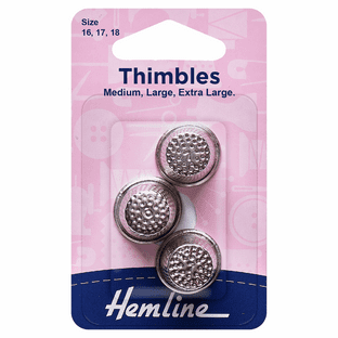 H222.A Thimble: Metal Assorted Sizes - 3pcs