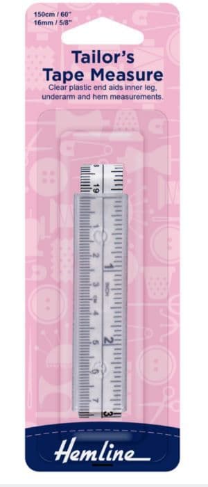 H259 Tape Measure: Tailors Tape - Plastic End