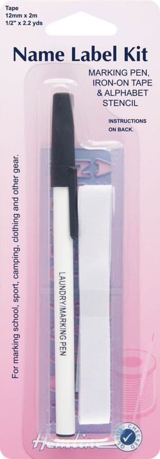 H293 Name Label Kit: Iron on tape with Pen and Stencil