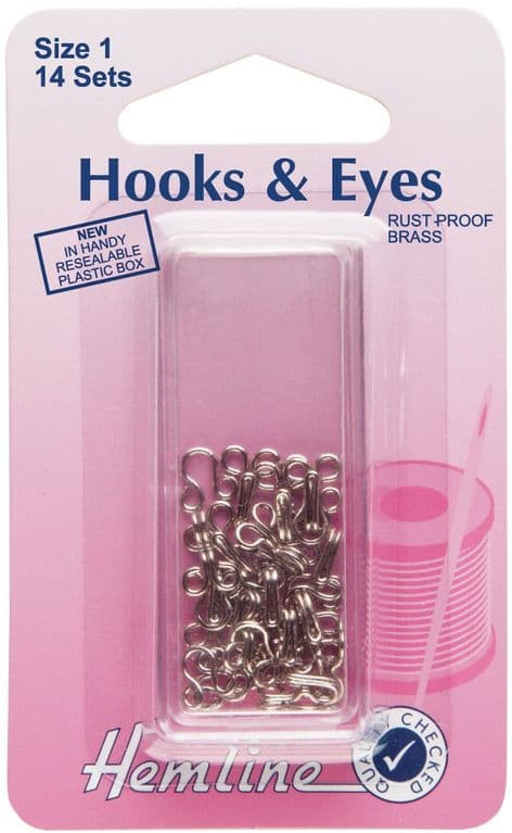 H400.1 Hooks and Eyes: Nickel - Size 1