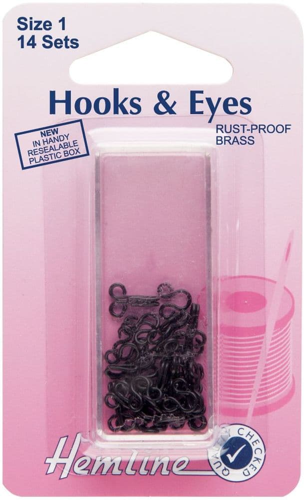 H401 1 Hooks and Eyes Black Size 1