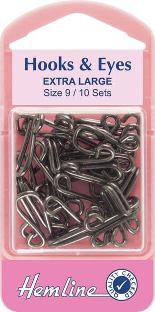 H401.9 Hooks and Eyes: Black - Size 9