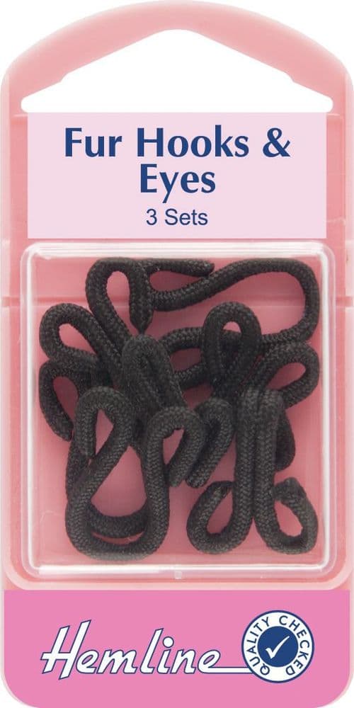 H402 B Fur Hooks and Eyes Black Size 3