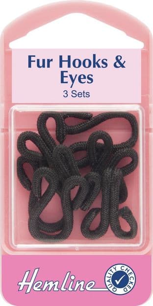 H402.B Fur Hooks and Eyes: Black - Size 3