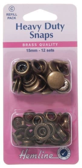H405R.A Heavy Duty Snaps Refill Pack: Antique Brass - 15mm