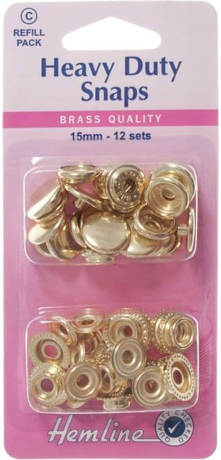 H405R.G Heavy Duty Snaps Refill Pack: Gold - 15mm