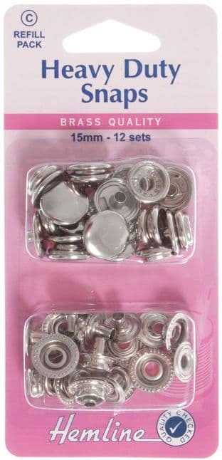 H405R.N Heavy Duty Snaps Refill Pk: Nickel/Silver - 15mm