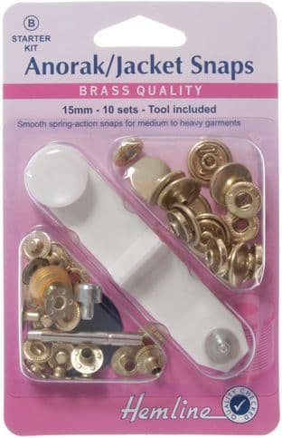 H407S.G Anorak Snaps: Gold - 15mm