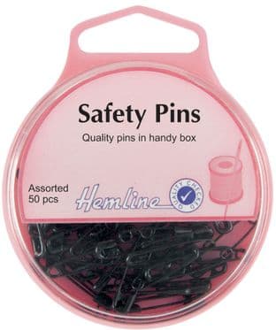 H414.99 Safety Pins: Assorted - Black - 50pcs