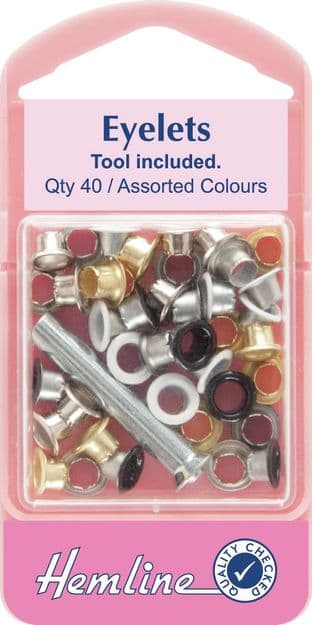 H435 Eyelets with Tool: Asstd Colours - 5.5mm - 40pcs