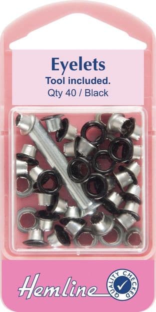 H435.B Eyelets with Tool: Black - 5.5mm - 40pcs
